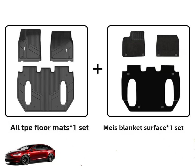 2023 Model X 6-Seat Specific TPE Floor Mats - Waterproof Anti-Slip Eco-Friendly & Easy to Clean