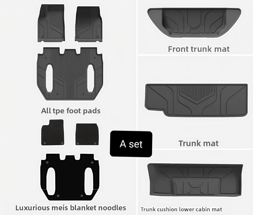 2023 Model X 6-Seat Specific TPE Floor Mats - Waterproof Anti-Slip Eco-Friendly & Easy to Clean