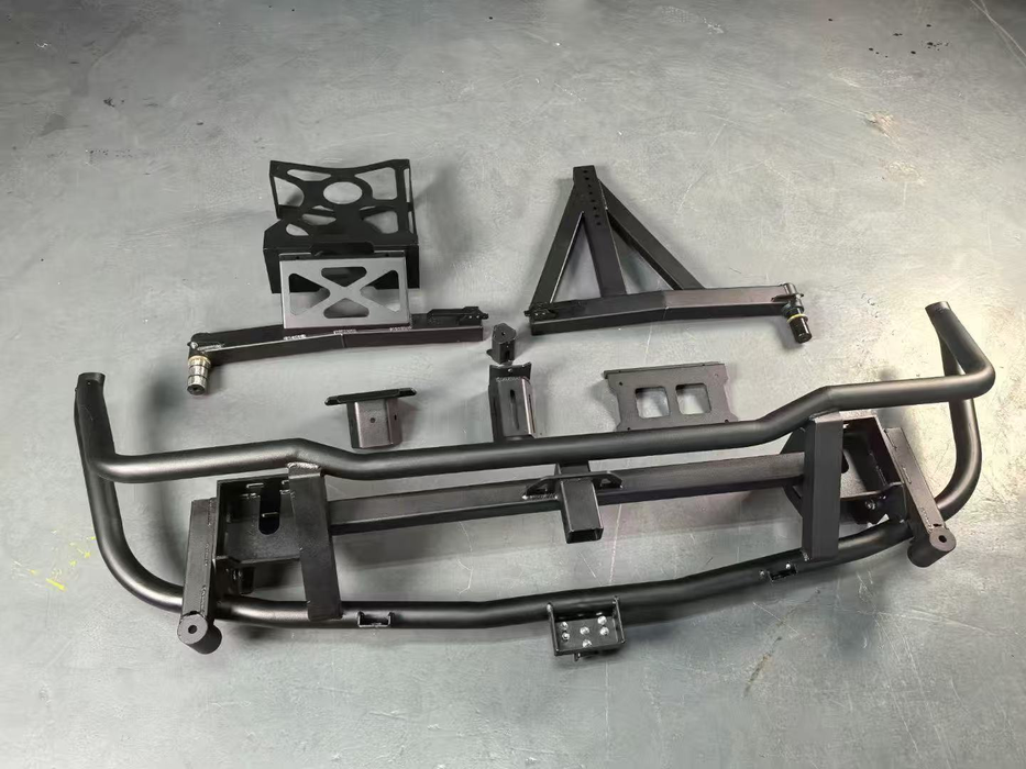 High-Quality Off-Road Rear Bumper for Porsche Cayenne 955 & 957 – Carbon Steel with Spare Tire Carrier & Fuel Tank Mount Kit | Vipera