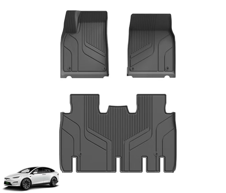 2023 Model X 5-Seat Specific TPE Floor Mats - Waterproof Anti-Slip Eco-Friendly & Easy to Clean