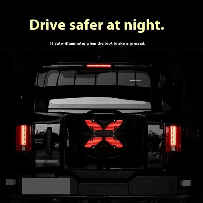 Tank 300 Rear Modified License Plate Bracket with High-Mount Brake Light Spare Tire Door Guard Plate Tailgate Light Cover Plate Trim