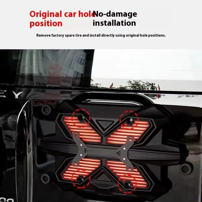 Tank 300 Rear Modified License Plate Bracket with High-Mount Brake Light Spare Tire Door Guard Plate Tailgate Light Cover Plate Trim