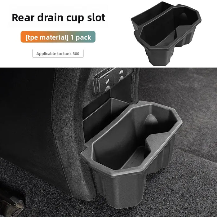 Multifunctional Car Storage Bucket with Trash Can, Cup Holder and Rear Air Vent for Tank 300, Made of Durable Plastic