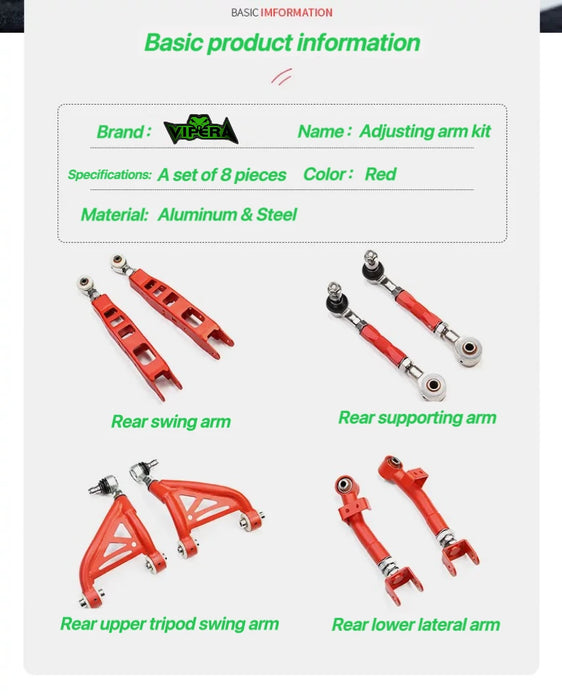 ADAPTS BRZ 86 Forester Impreza Outback  Legacy XV Rear Adjustable Angle Tie Rod Lower Swing Arm
