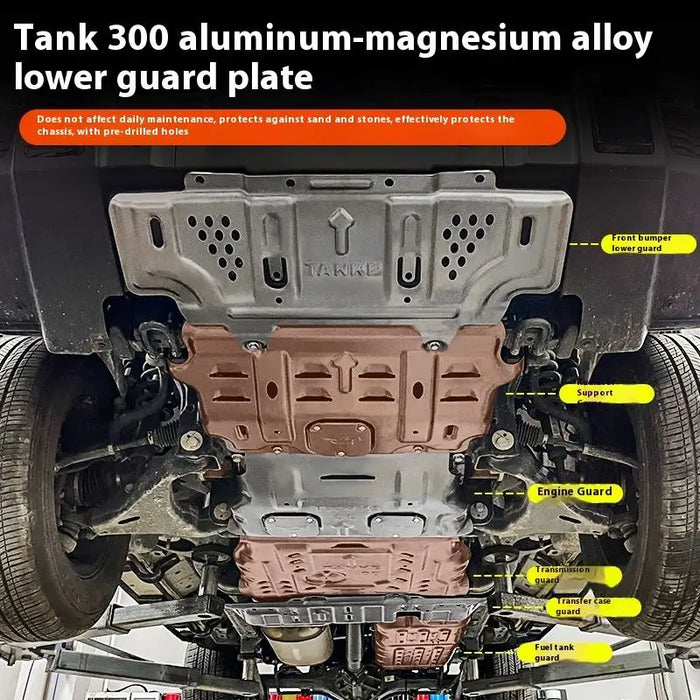 Aluminum-Magnesium Alloy Chassis for Tank 300 Off-Road Modification Parts: New Engine Water Tank, Transfer Case, and Front Bar Guard Plate