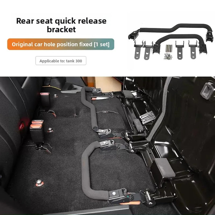 Tank 300 Leather Quick-Release Rear Seat Flat Inner Flip-Fold Flatbed Cart for Outdoor Camping