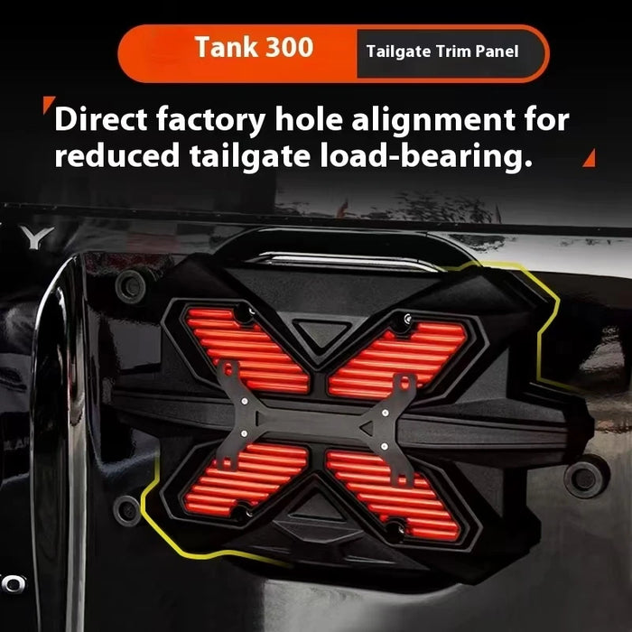 Tank 300 Rear Modified License Plate Bracket with High-Mount Brake Light Spare Tire Door Guard Plate Tailgate Light Cover Plate Trim