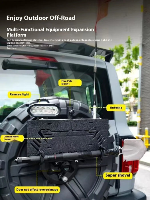 Multifunctional 5-in-1 Modified Off-Road Accessories Tank 300 License Plate Bracket Spare Tire Mount Dedicated Flag Pole