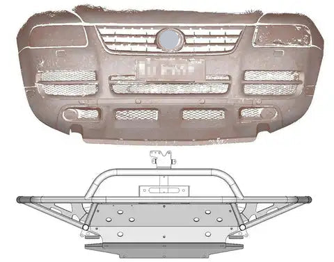 Gen1 7L the Touareg Full Height Tubular Offroad Front Bumper