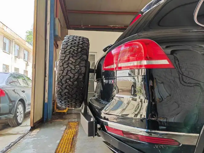the Touareg T3 Offroad Spare Tire Swing Out Carrier