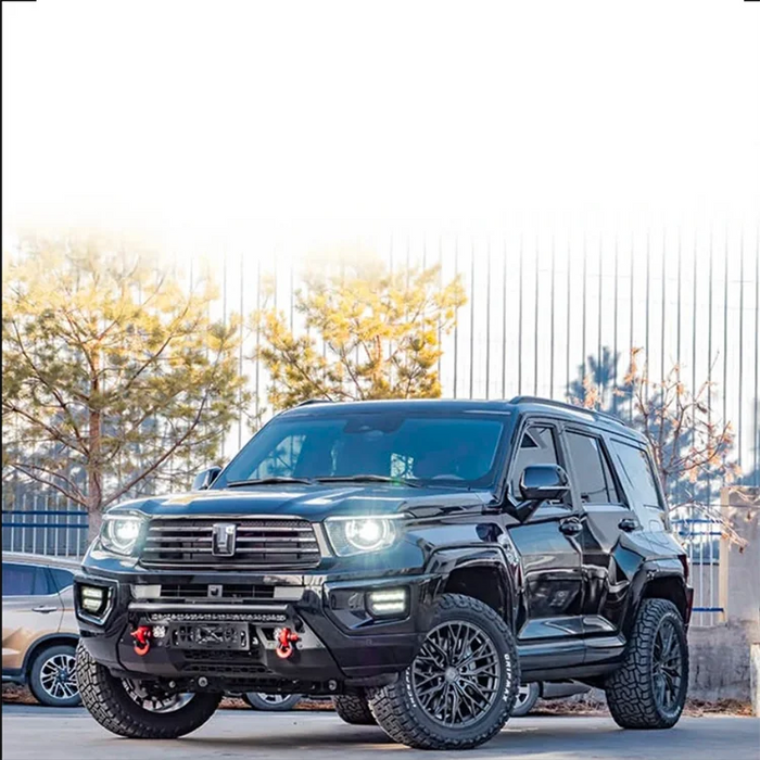 Tank 700 Air Intake Front Bumper, Half-Width Front Bumper, Anti-Collision Front Bumper with Light Mount, Protective Off-Road Bumper with Winch Mount