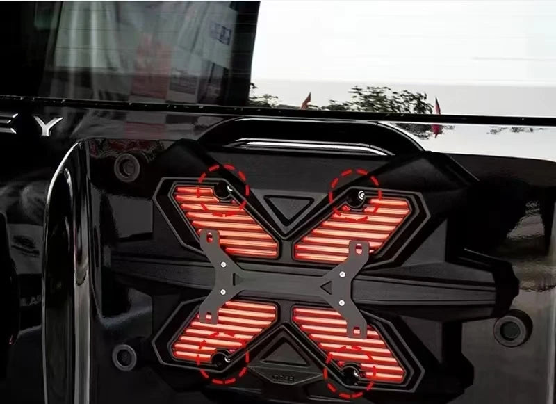 Tank 300 Rear Modified License Plate Bracket with High-Mount Brake Spare Tire Door Guard Plate Tailgate Light Cover Plate Trim