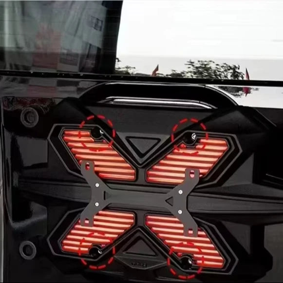 Tank 300 Rear Modified License Plate Bracket with High-Mount Brake Light Spare Tire Door Guard Plate Tailgate Light Cover Plate Trim