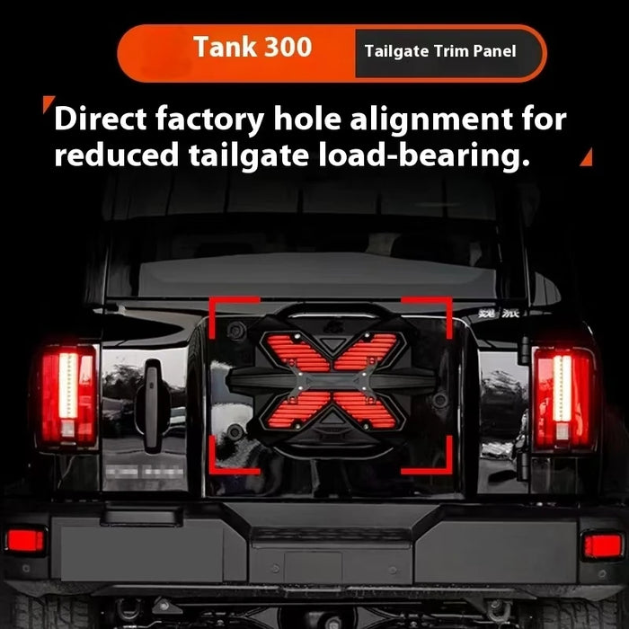 Tank 300 Rear Modified License Plate Bracket with High-Mount Brake Light Spare Tire Door Guard Plate Tailgate Light Cover Plate Trim