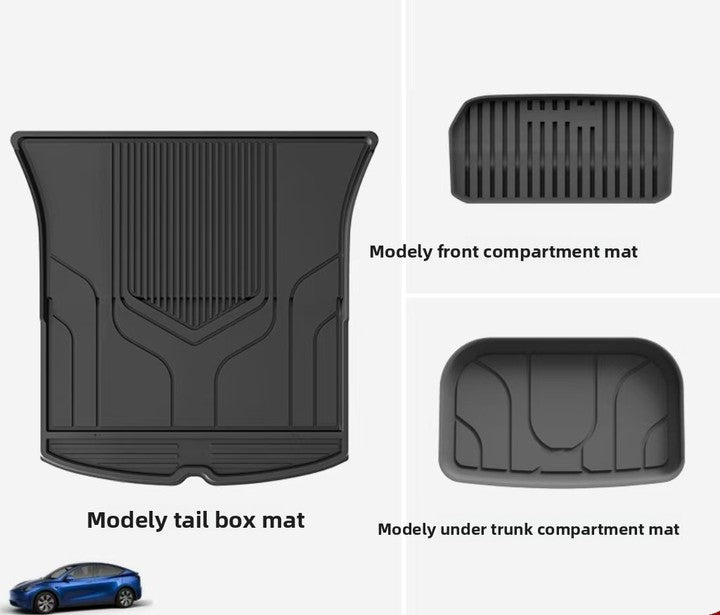 Model Y Trunk Mat Front Compartment Mat Rear Lower Compartment Mat Waterproof Scratch & Wear Resistant Easy Clean